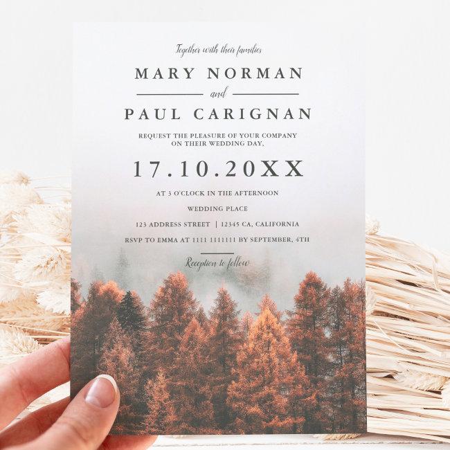 Fall Winter Pine Trees Forest Photo Chic Wedding