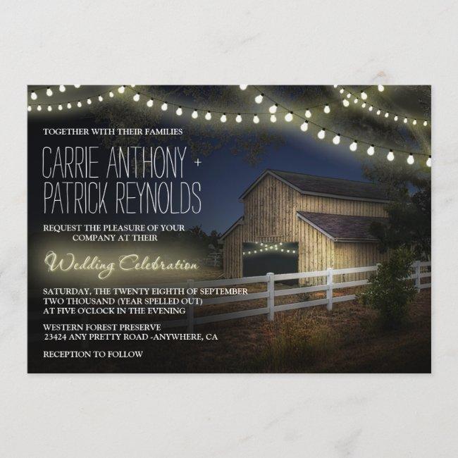 Farm String Lights Rustic Barn Wedding