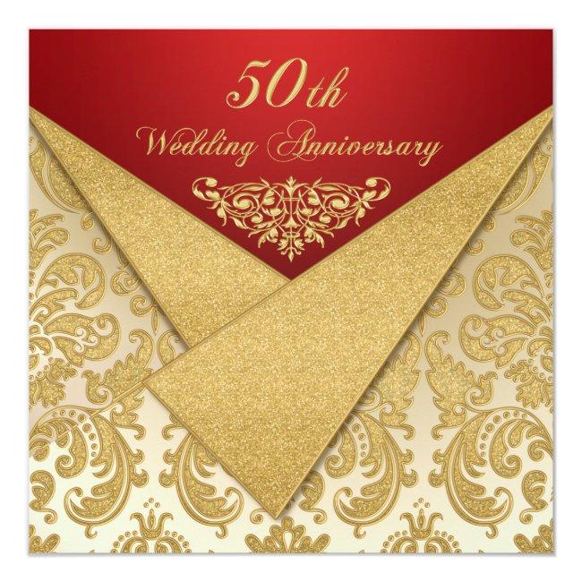 Faux Flaps Gold Damask 50th Anniversary