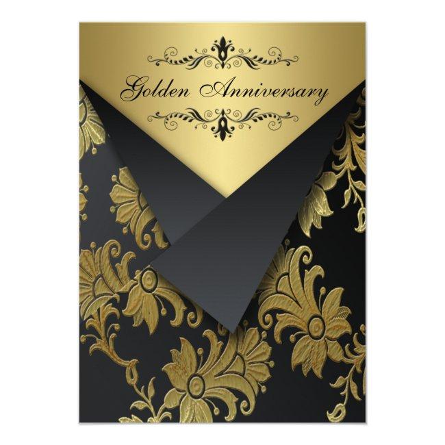 Faux Flaps Golden Anniversary Invite | Chandelier