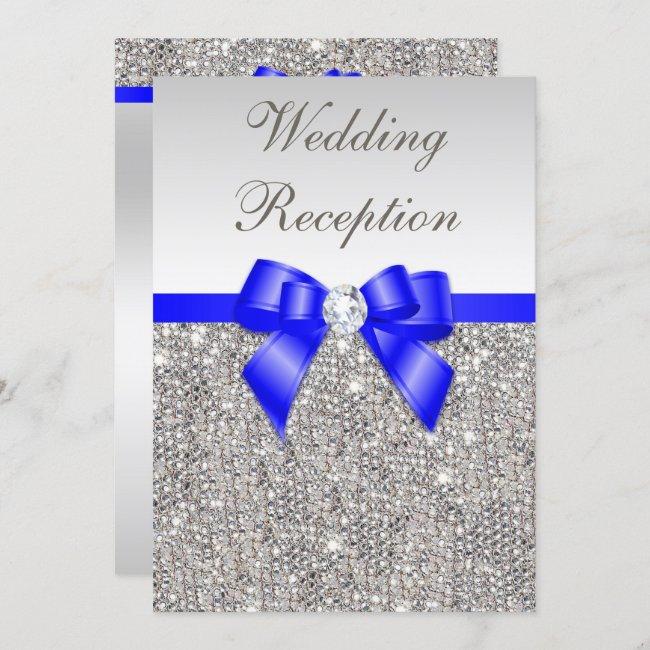 Faux Silver Sequins Royal Blue Wedding Reception