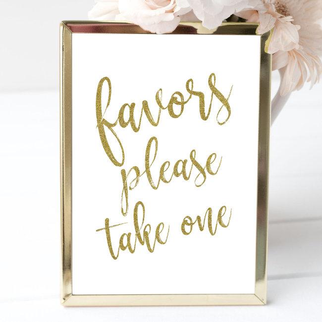 Favors Please Take One Gold Affordable Sign