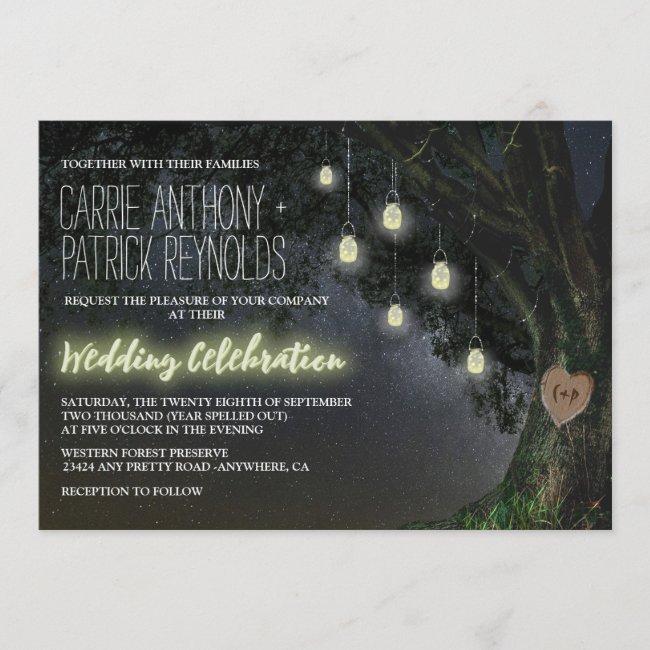 Firefly Mason Jar Oak Tree Wedding