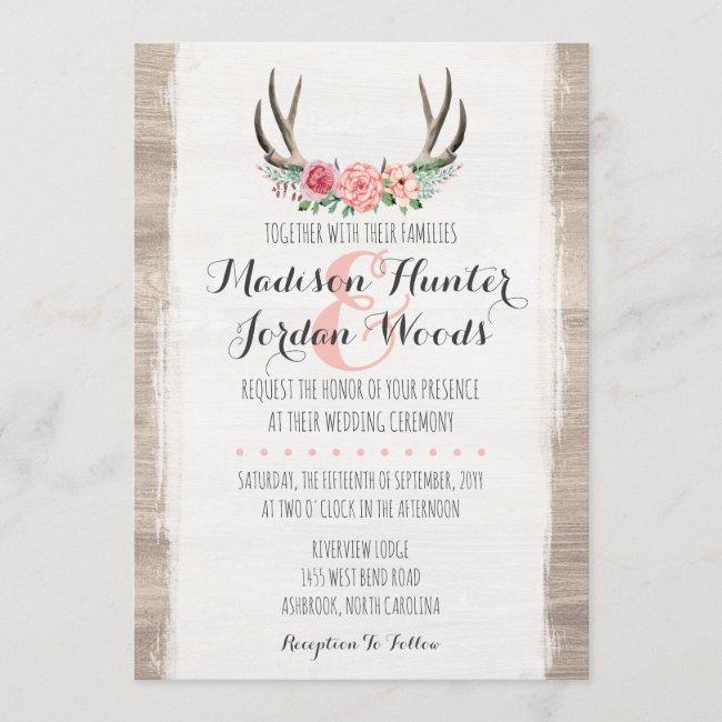 Floral Antlers Rustic Wedding Personalized Formal