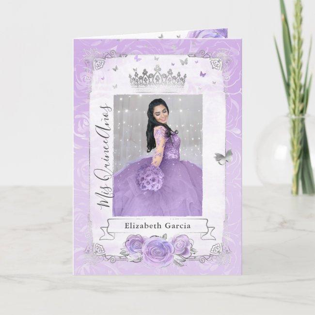 Floral Silver And Light Purple Quince Photo Folded