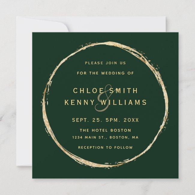 Forest Green Rustic Gold Circle Wedding Square