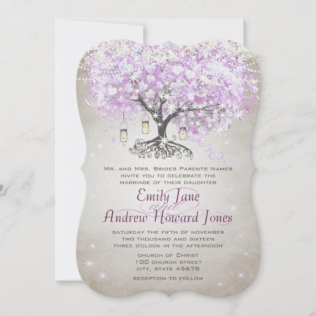 Forest Mason Jar Lavender Leaf Tree Wedding