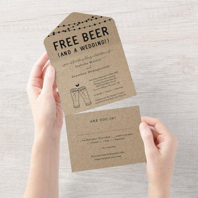 Funny Free Beer Wedding With Rsvp & Registry All I All In One