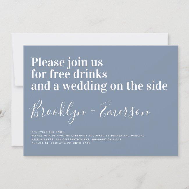 Funny Typography Dusty Blue Wedding