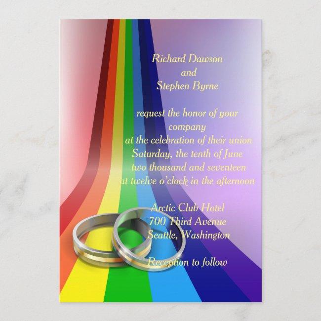 Gay Rainbow And Rings Wedding
