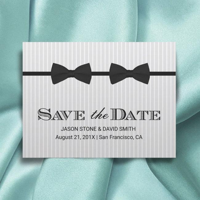 Gay Wedding Double Bow Ties Save The Date Announcement Post