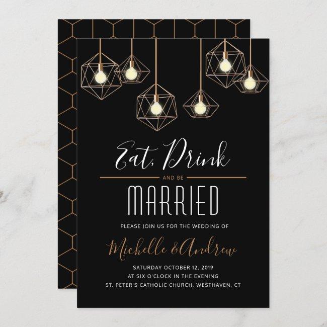 Geo Lights Eat Drink And Be Married Wedding