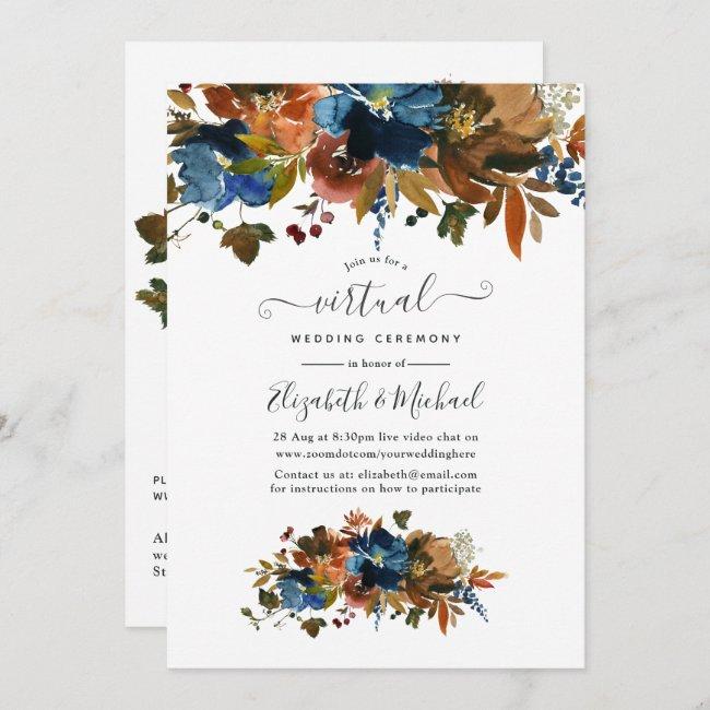 Ginger And Navy Floral Online Virtual Wedding