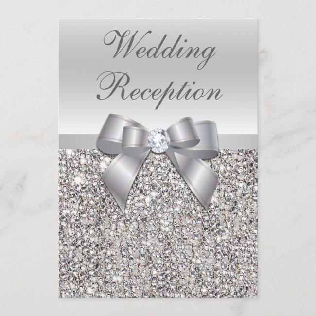 Glamorous Silver Sequins Bow Wedding Reception