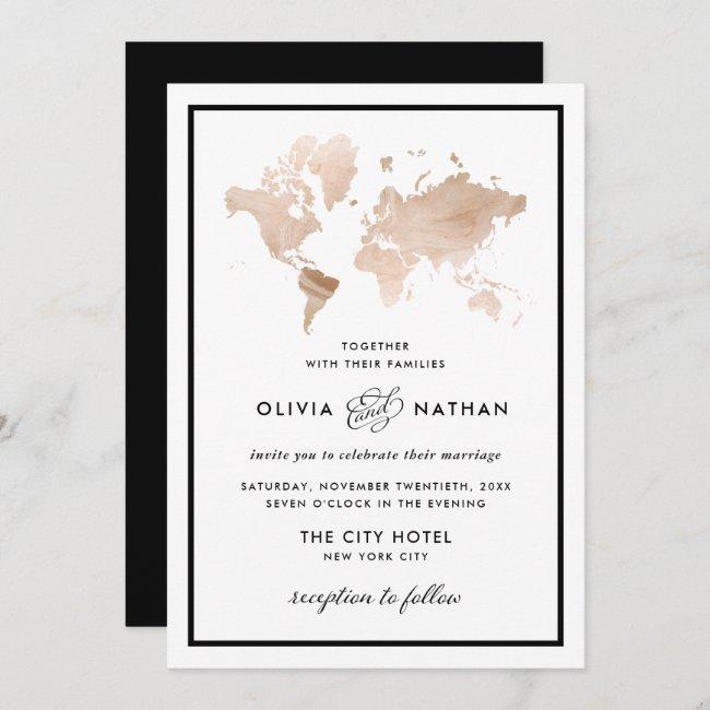 Glamorous World Map | Elegant Travel Theme Wedding