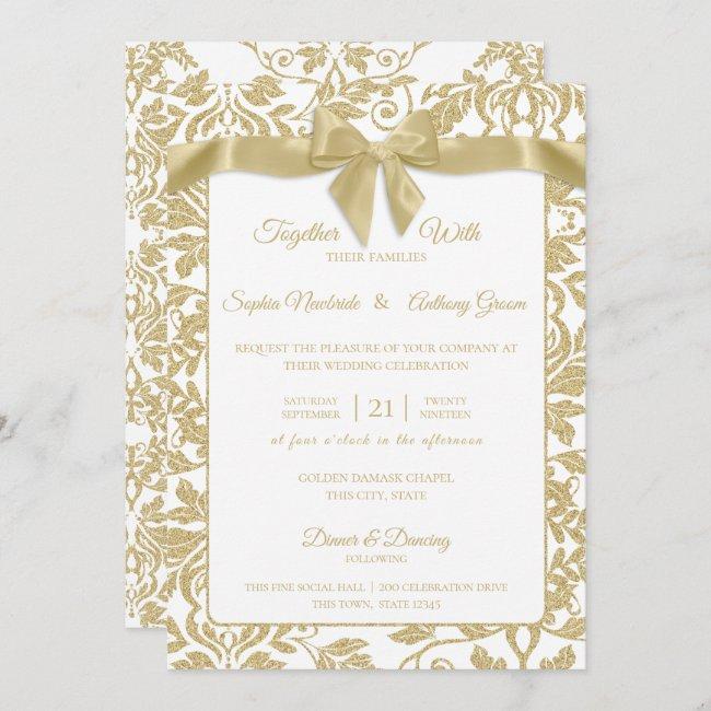 Gold And White Damask And Bow Wedding
