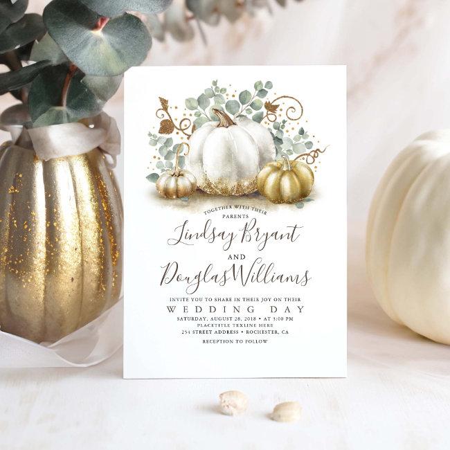 Gold And White Pumpkins Rustic Modern Fall Wedding