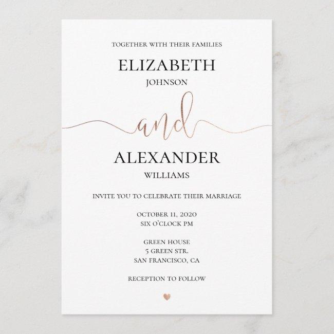 Gold And White Wedding . Simple Invite