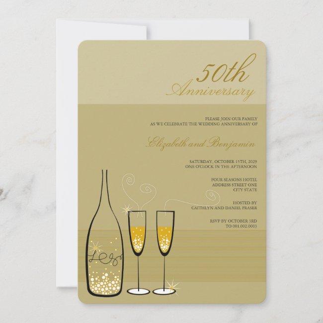 Gold Champagne Cheers 50th Wedding Anniversary