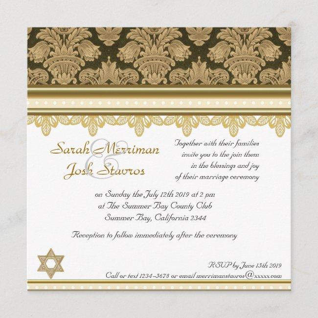 Gold Damask Brocade Jewish Wedding