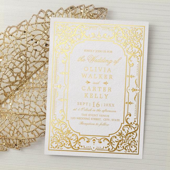 Gold Elegant Ornate Romantic Vintage Wedding Foil