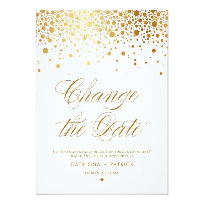 Gold Foil Change The Date Wedding Postponement Announcement Post