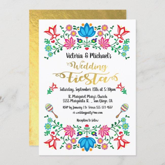 Gold Foil Floral Mexican Wedding Fiesta