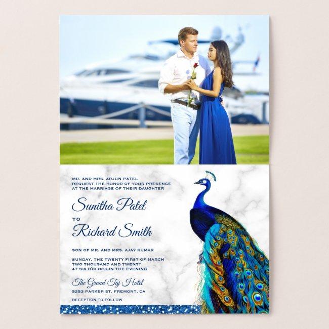 Gold Foil Indian Peacock Photo Wedding