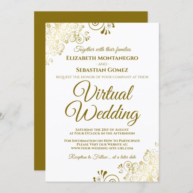 Gold Frills On White Elegant Virtual Wedding