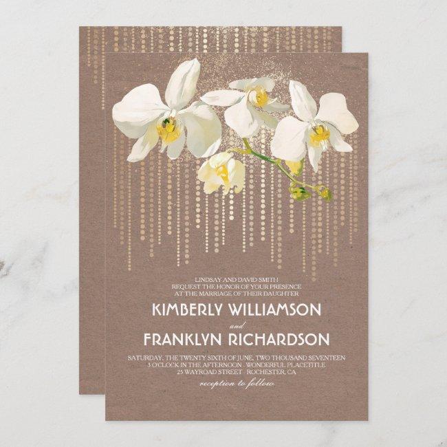 Gold Glam And White Orchids Vintage Floral Wedding