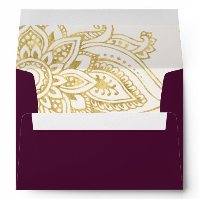 Gold Indian Paisley Wedding  Envelope