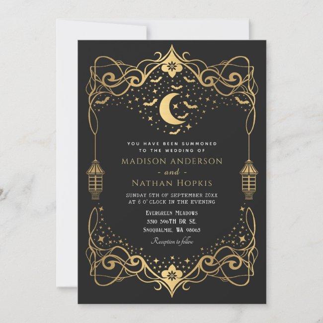 Gold Moon Gothic Bats Lantern Wedding
