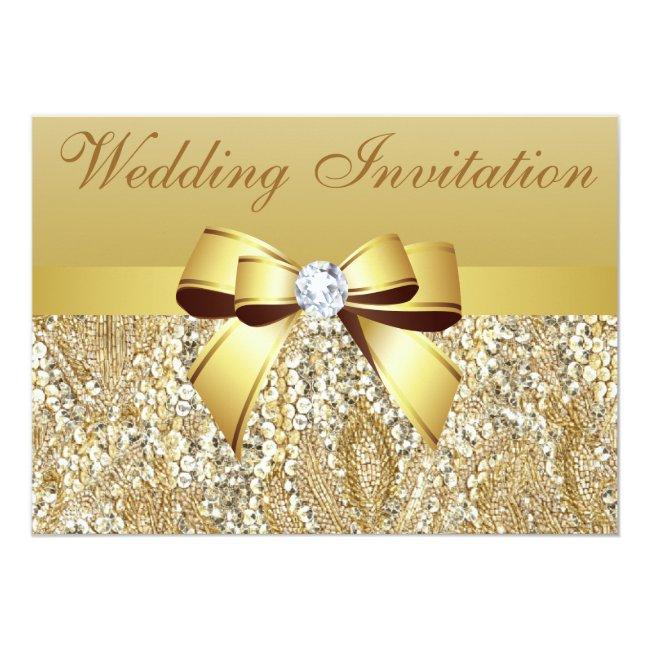 Gold Sequins, Bow & Diamond Wedding
