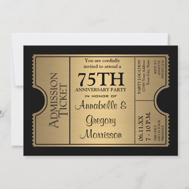 Golden Ticket Style 75th Wedding Anniversary Party