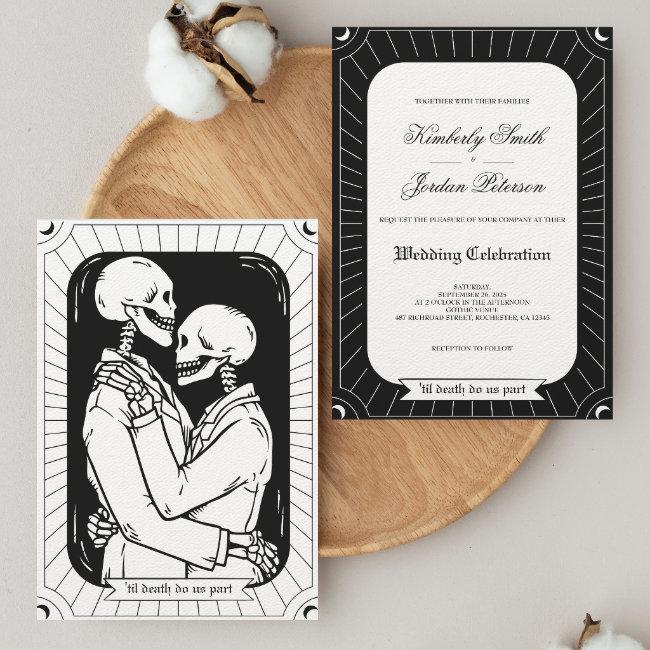 Gothic Black White Tarot Lovers Skeleton Wedding