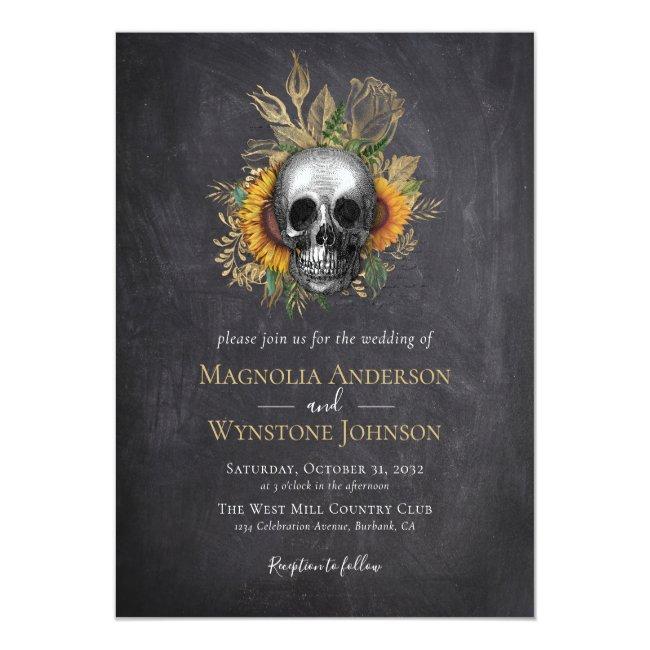 Gothic Skull Floral Halloween Wedding  Flyer