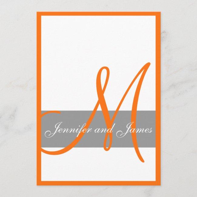Gray Orange Wedding  | Monogram Names