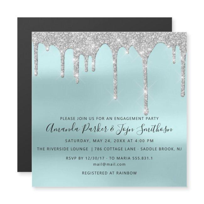 Gray Silver Spark Drips Baby Wedding Blue Magnetic