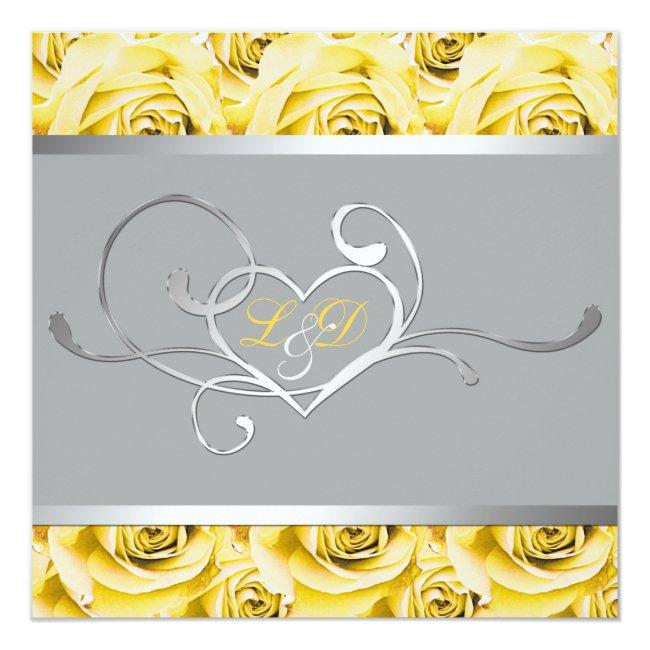 Gray With Yellow Roses Monogrammed