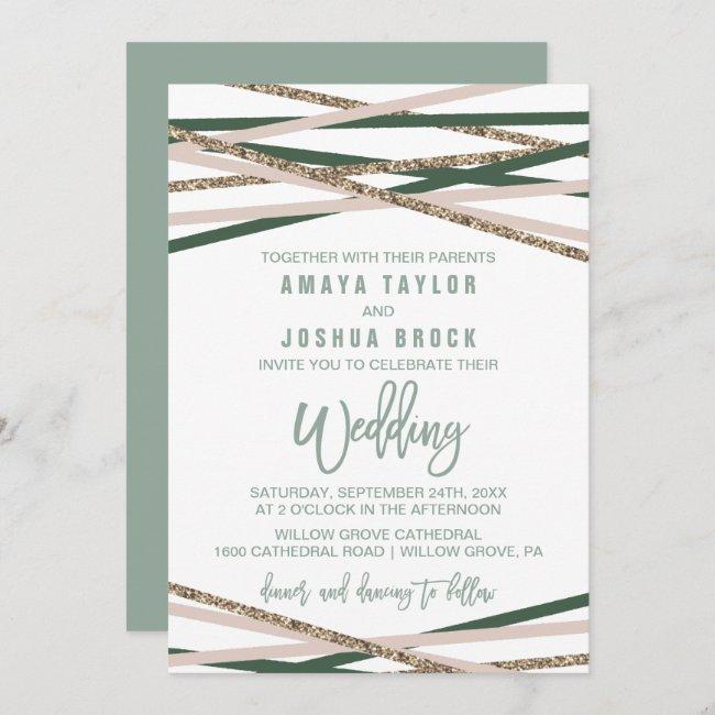 Green And Blush Streamers Wedding