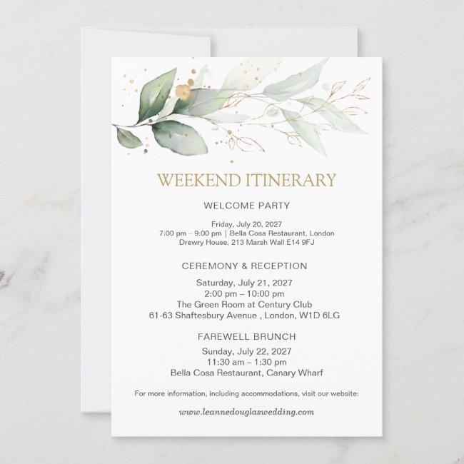Green & Gold Wedding Weekend Itinerary