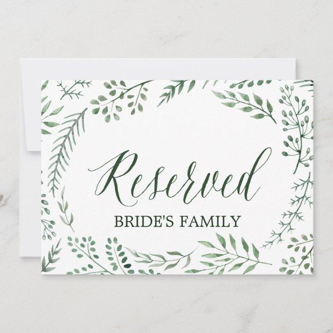 Green Rustic Wreath Wedding "reserved" Sign