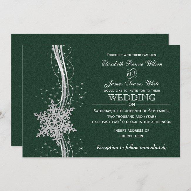 Green Silver Snowflakes Winter Wedding