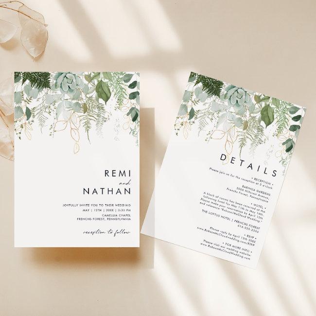 Greenery And Gold Leaf All In One Wedding