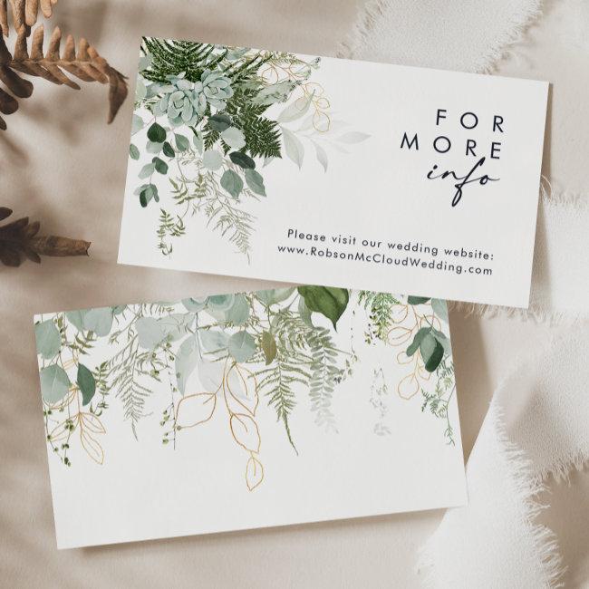 Greenery And Gold Leaf Wedding Website Enclosure Card
