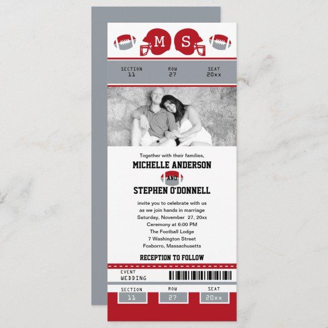 Grey And Red Football Ticket Wedding