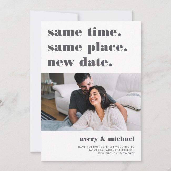 Grey | Modern Wedding Postponement Photo Save The Date