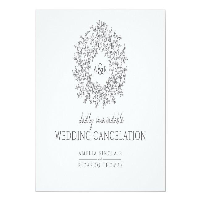 Hand Drawn Leaf Wedding Cancelation Dark Gray Announcement Post