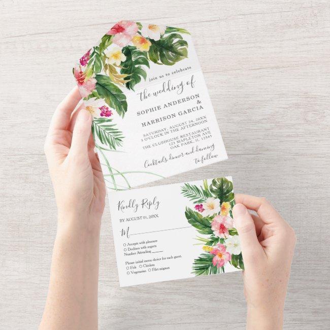 Hawaiian Pink Hibiscus Tropical Floral Wedding All In One