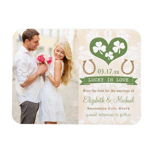 Heart And Shamrock Lucky Horseshoe Save The Date Magnet
